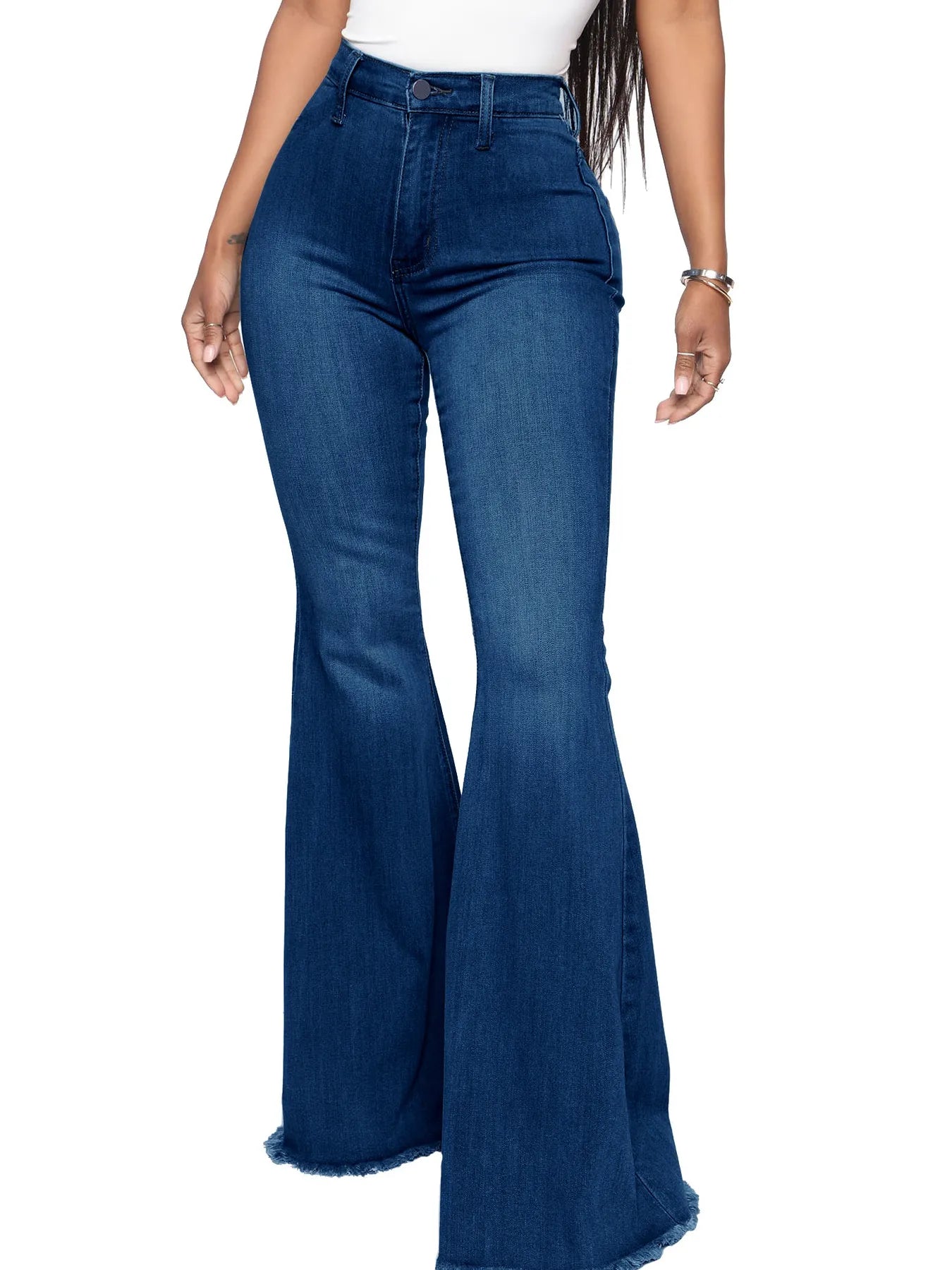 RISEN Full Size High Rise Flare Raw Cut Hem Jeans Plus Size main image 1