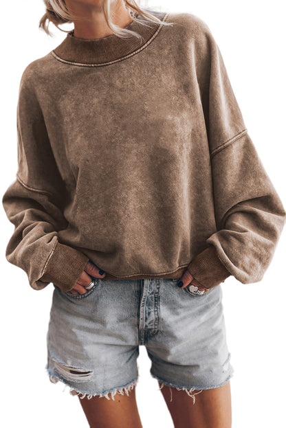 Plain Drop Shoulder Crew Neck Pullover Sweatshirt