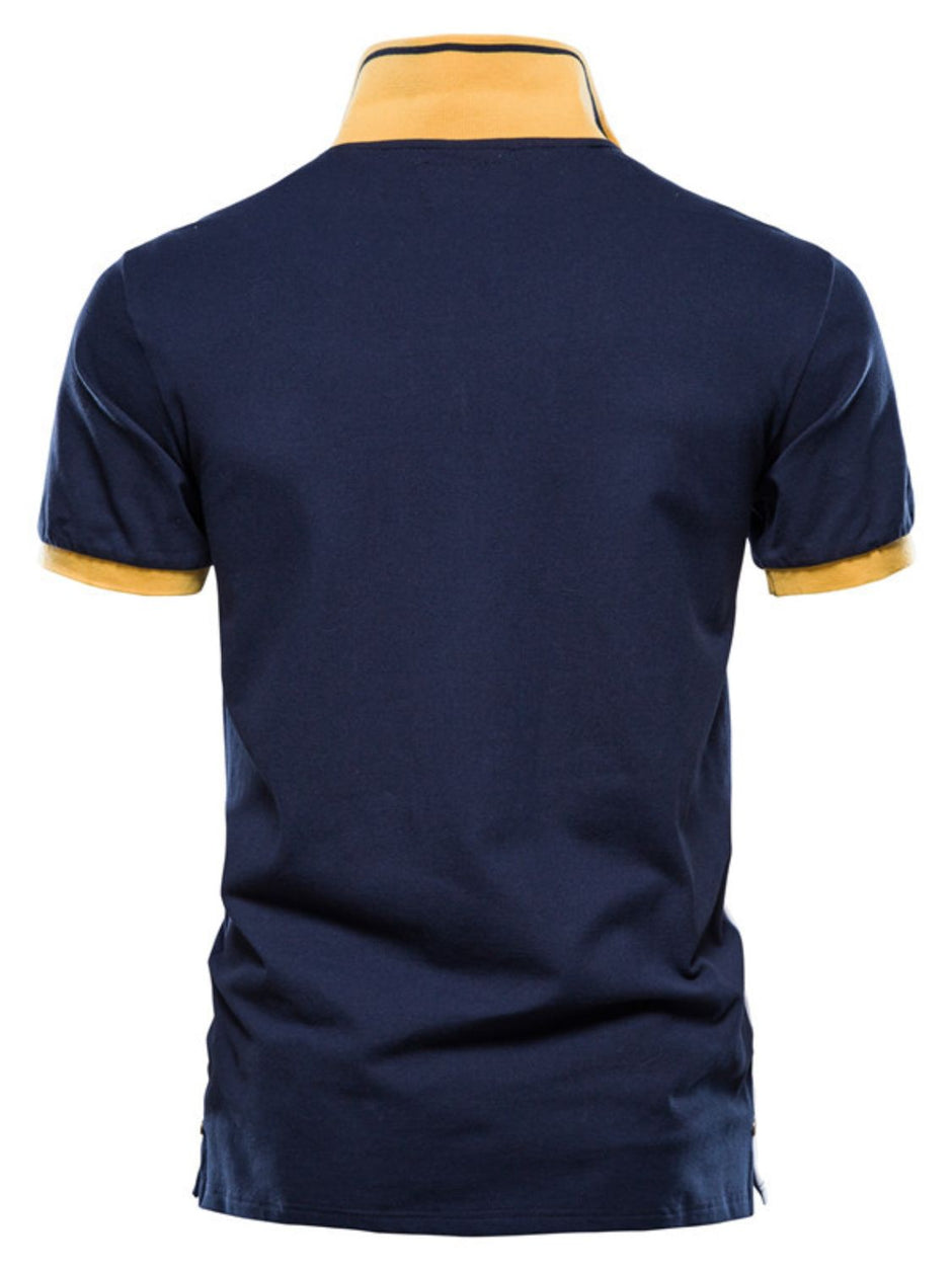 Men's Full Size Waffle-Knit Contrast Polo and Pants Set Plus Size main image 0