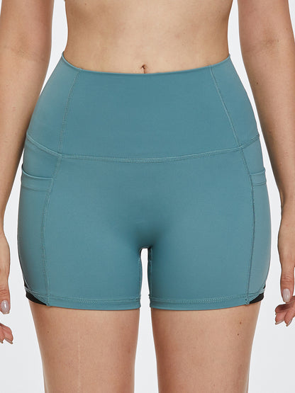 High Waist Pocketed Active Shorts