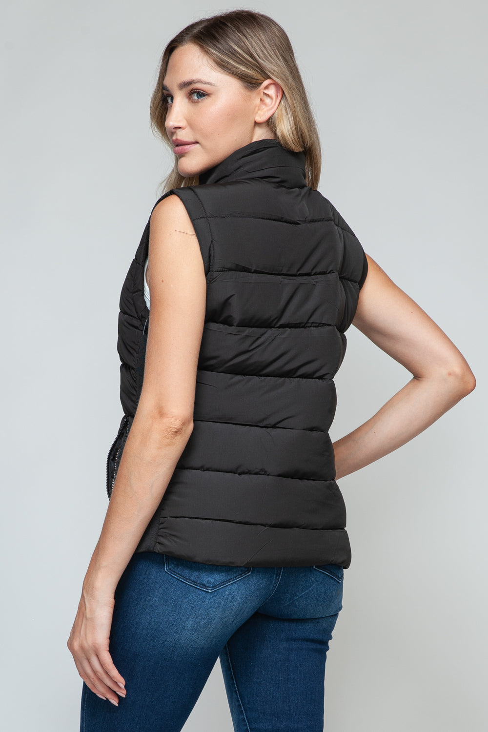 Puffer Zip Up Turtleneck Vest with Pockets