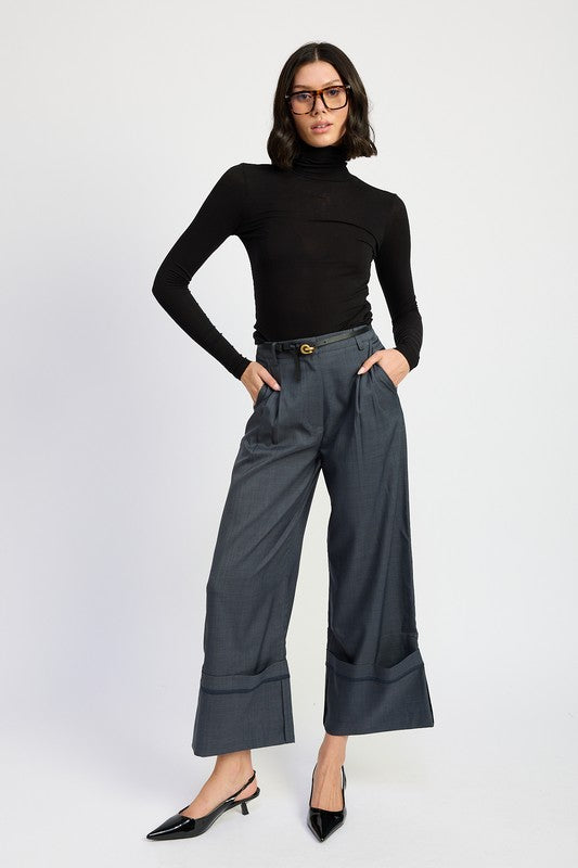 Fold Over Pleated Pants