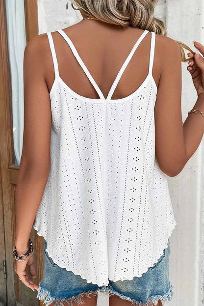 Black Eyelet Strappy Scoop Neck Cami Top