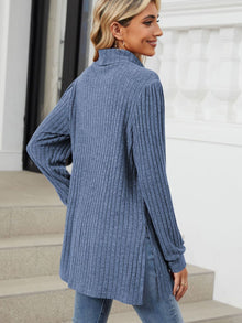 Slit Mock Neck Long Sleeve