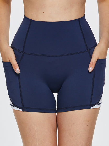 High Waist Pocketed Active Shorts