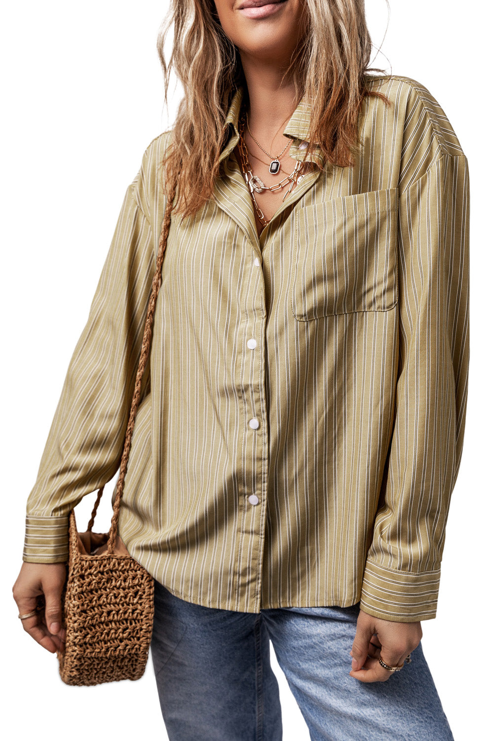 Striped Button Up Long Sleeve Shirt