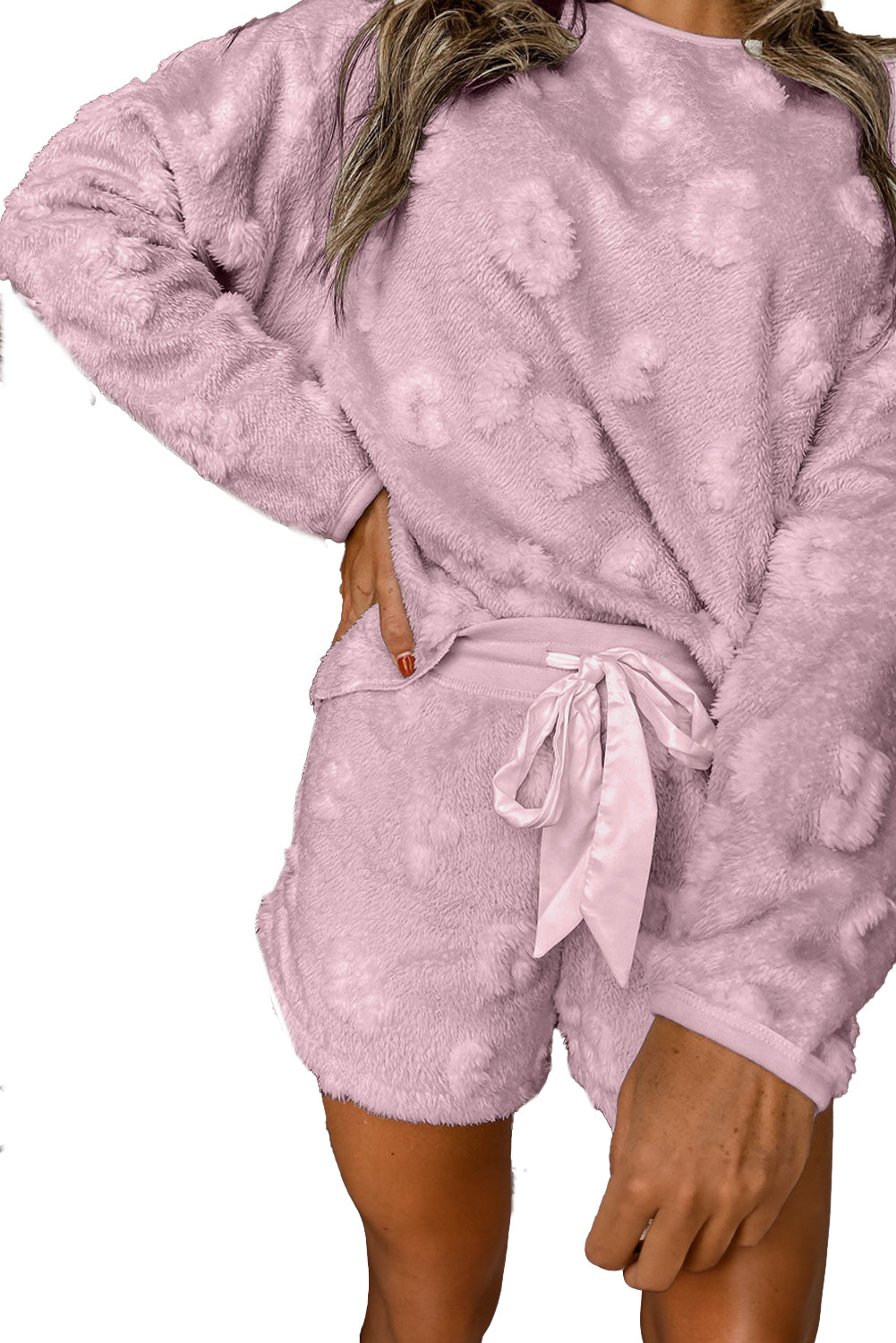 Textured Cheetah Fleece Loose Two-Piece Pajama Set