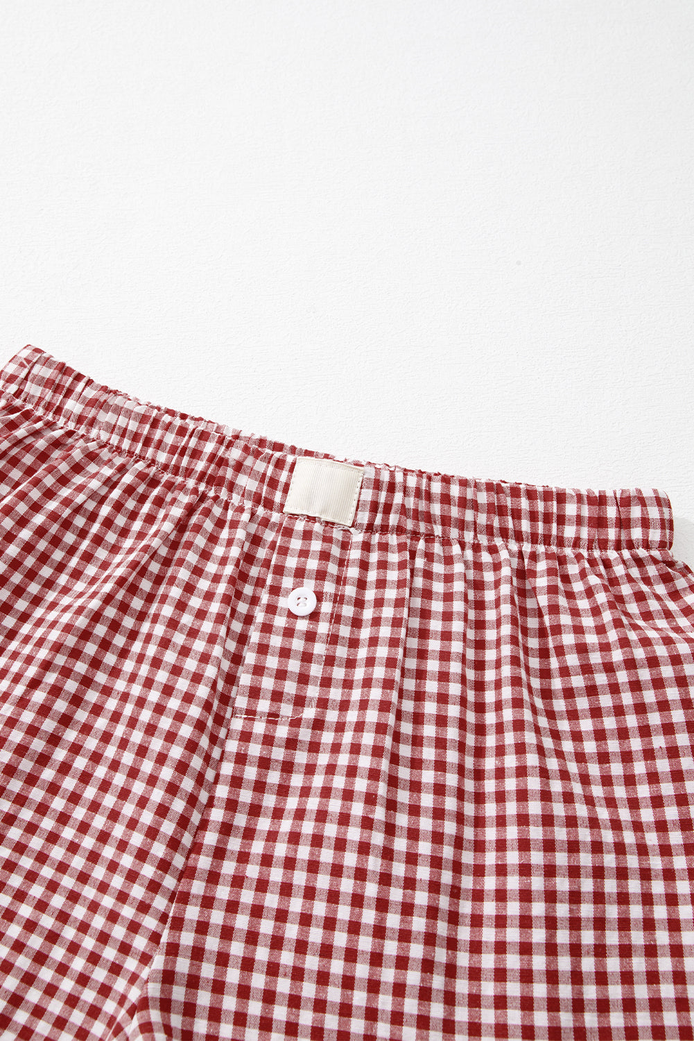 Red Vintage Plaid Print High Waisted Loose Wide Leg Shorts