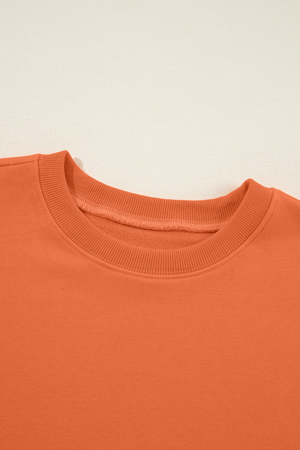 Orange Solid Color Classic Crewneck Pullover Sweatshirt