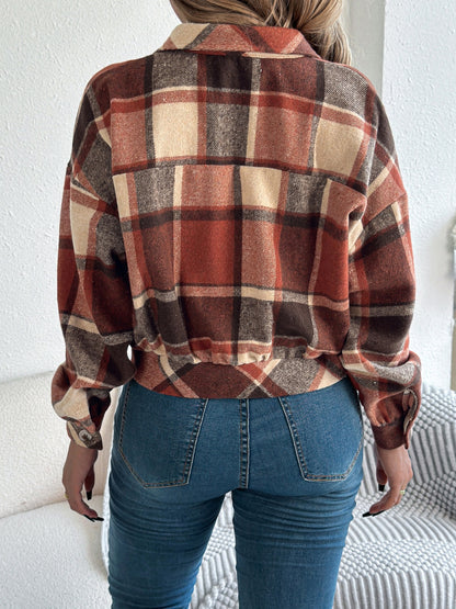 Plaid Button Up Long Sleeve Jacket