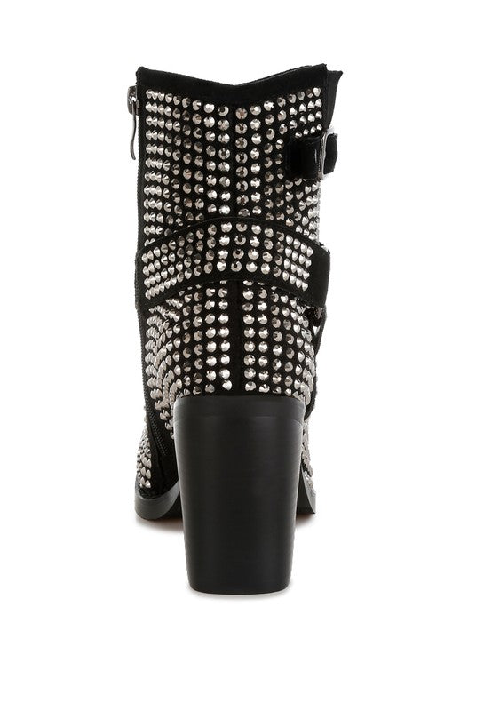 Babbon Studded Harness Detail Ankle Boots