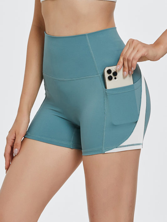 High Waist Pocketed Active Shorts