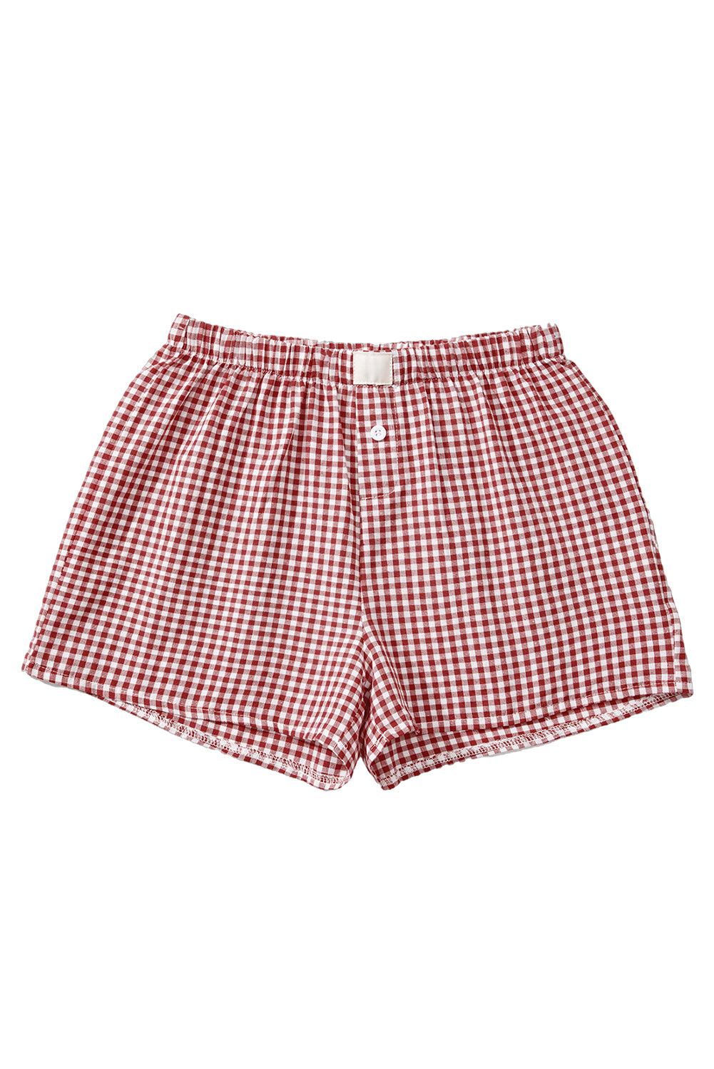 Red Vintage Plaid Print High Waisted Loose Wide Leg Shorts