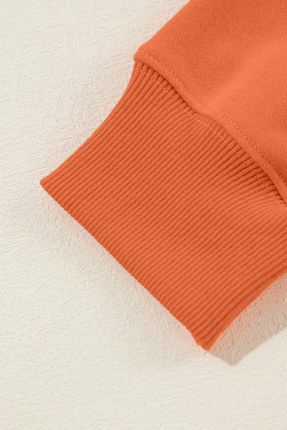 Orange Solid Color Classic Crewneck Pullover Sweatshirt