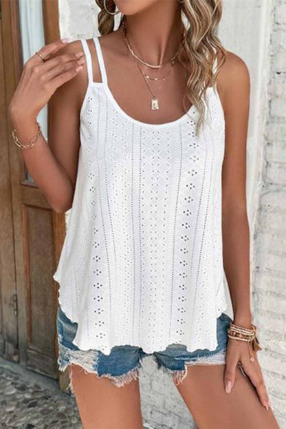 Black Eyelet Strappy Scoop Neck Cami Top