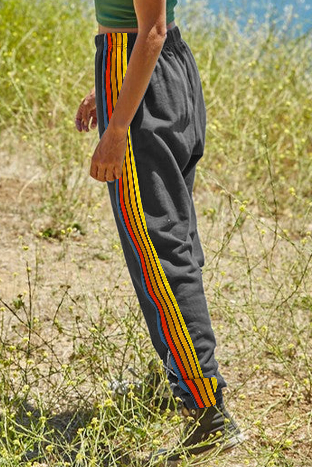 Light Blue Rainbow Striped Jogger Sweatpants