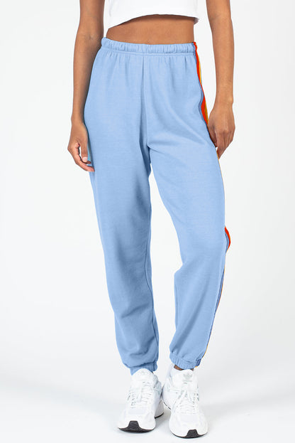 Light Blue Rainbow Striped Jogger Sweatpants