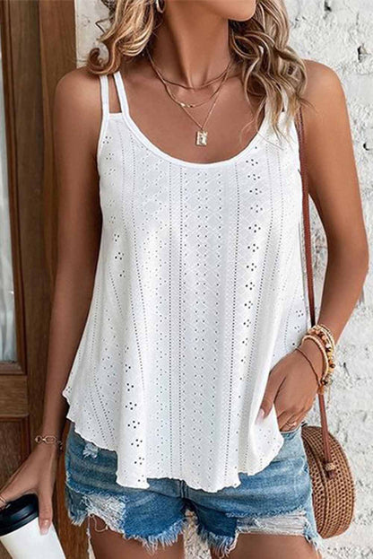 Black Eyelet Strappy Scoop Neck Cami Top