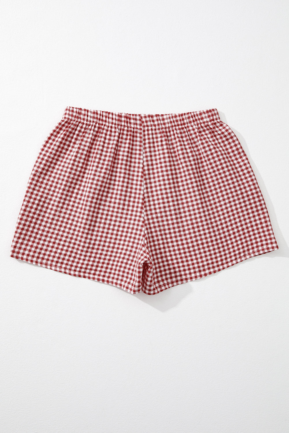 Red Vintage Plaid Print High Waisted Loose Wide Leg Shorts