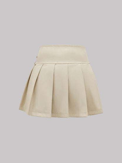 Sweatshirt & Pleated Mini Skirt