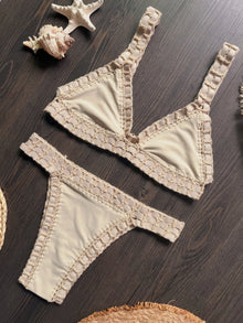 Triangle Top Bandage Swimwear Women Crochet Low Rise Cheeky Bikini
