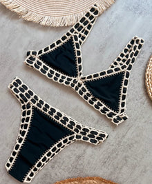 Triangle Top Bandage Swimwear Women Crochet Low Rise Cheeky Bikini