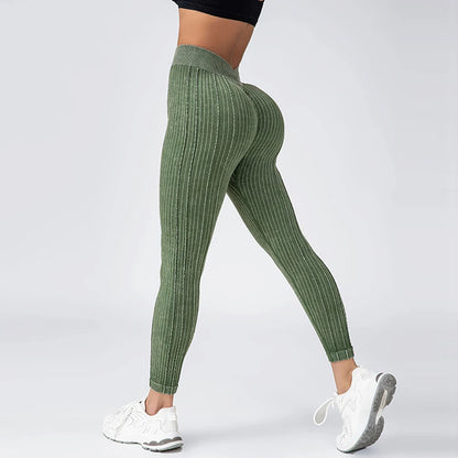 Striped Leggings Sports Training Tights
