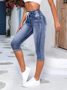 Women's Elastic Waist Jeans Fashion High Stretch