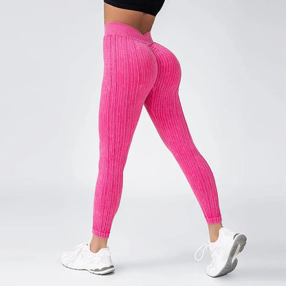 Striped Leggings Sports Training Tights