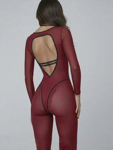 Back Hollow Out High Stretch Women Jumpsuit