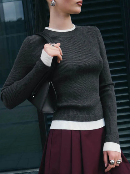 Women's Knit Ribbed Pullover Sweater