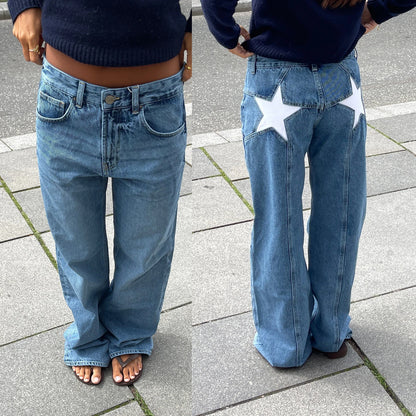 Y2K Vintage Jeans Aesthetic Star Pattern Print