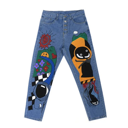 Y2K Cartoon Print Harem Jean