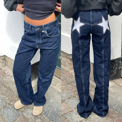 Y2K Vintage Jeans Aesthetic Star Pattern Print