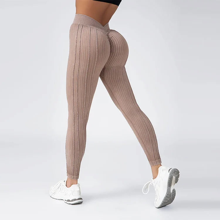 Striped Leggings Sports Training Tights