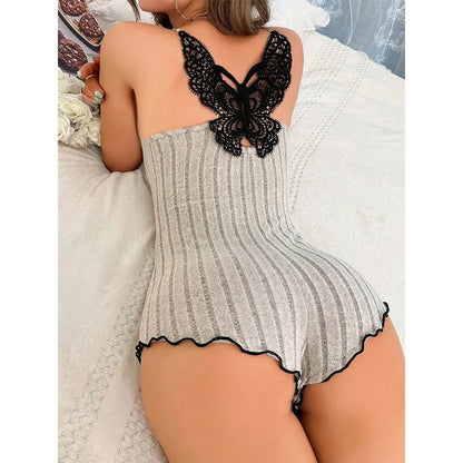 Butterfly Bow V-Neck Pajamas
