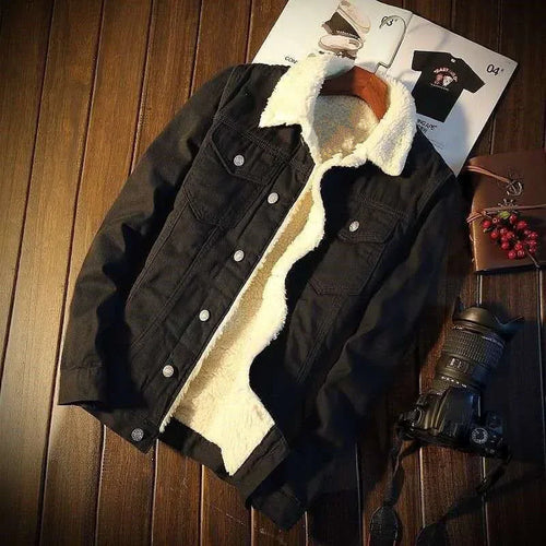 Men's Lamb Cashmere Denim Jacket