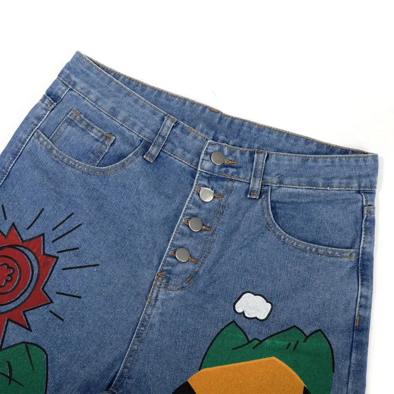 Y2K Cartoon Print Harem Jean
