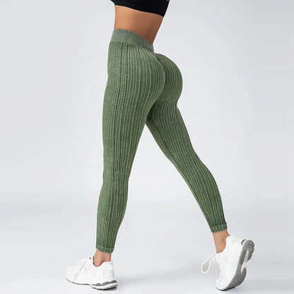 Striped Leggings Sports Training Tights