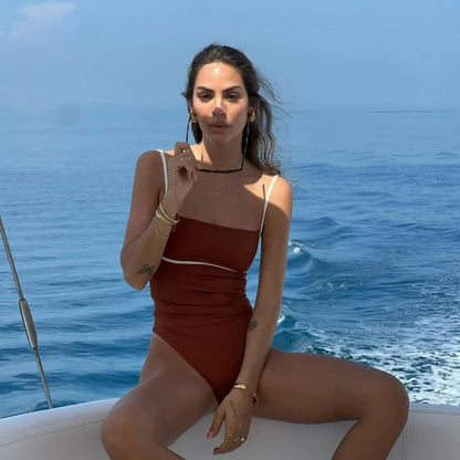 Push Up One Piece High Cut Brazilian Halter