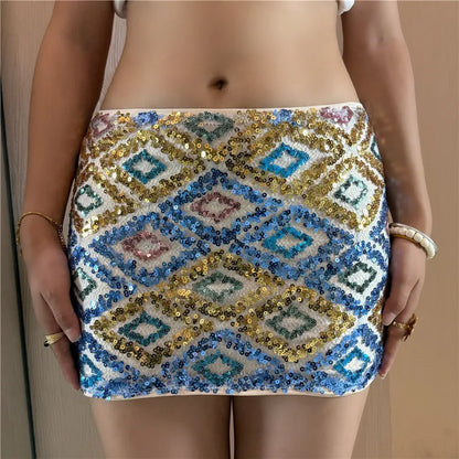 Y2K Sparkly Sequin Rave Pencil Skirt