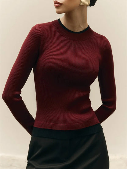 Women's Knit Ribbed Pullover Sweater