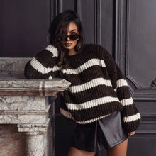 Color Block Ribbed Oversized Slouchy V Neck Sweater