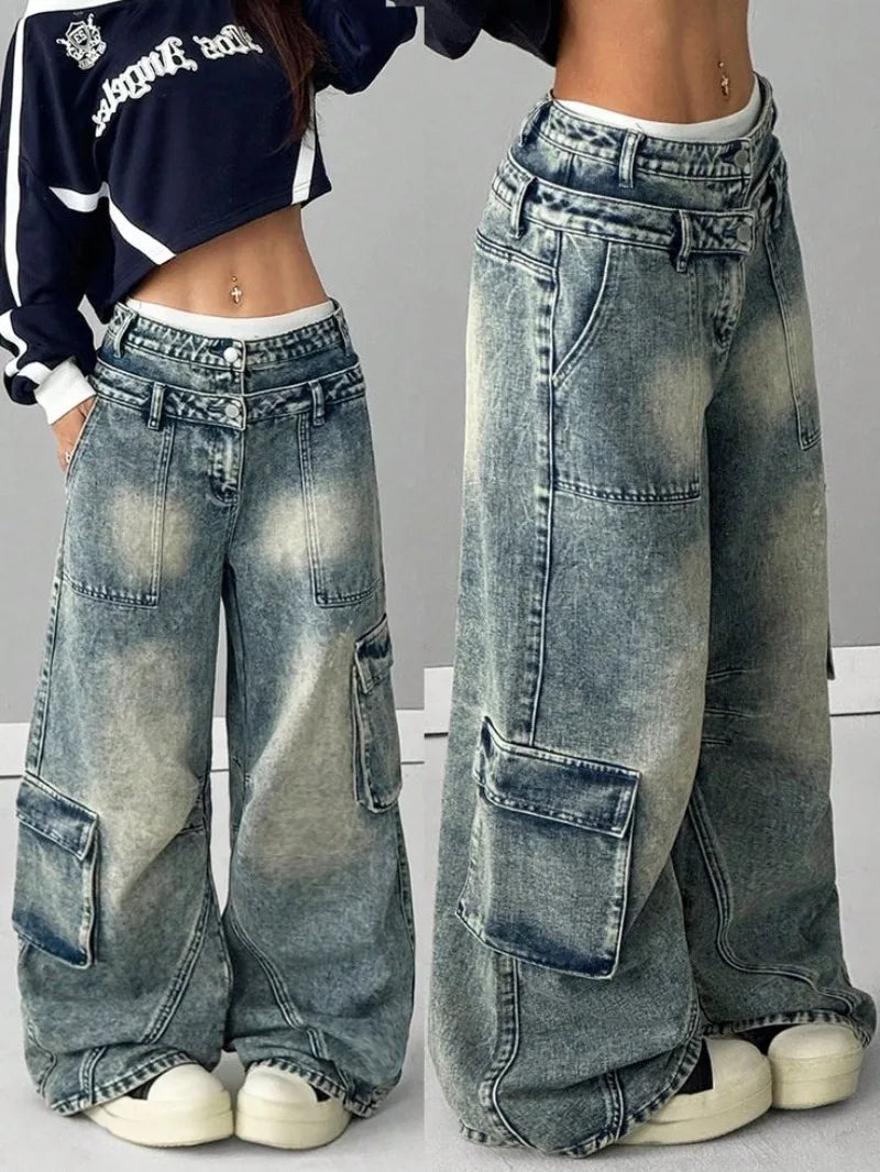 Streetwear Oversized Pocket Old Baggy Jeans