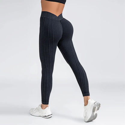 Striped Leggings Sports Training Tights