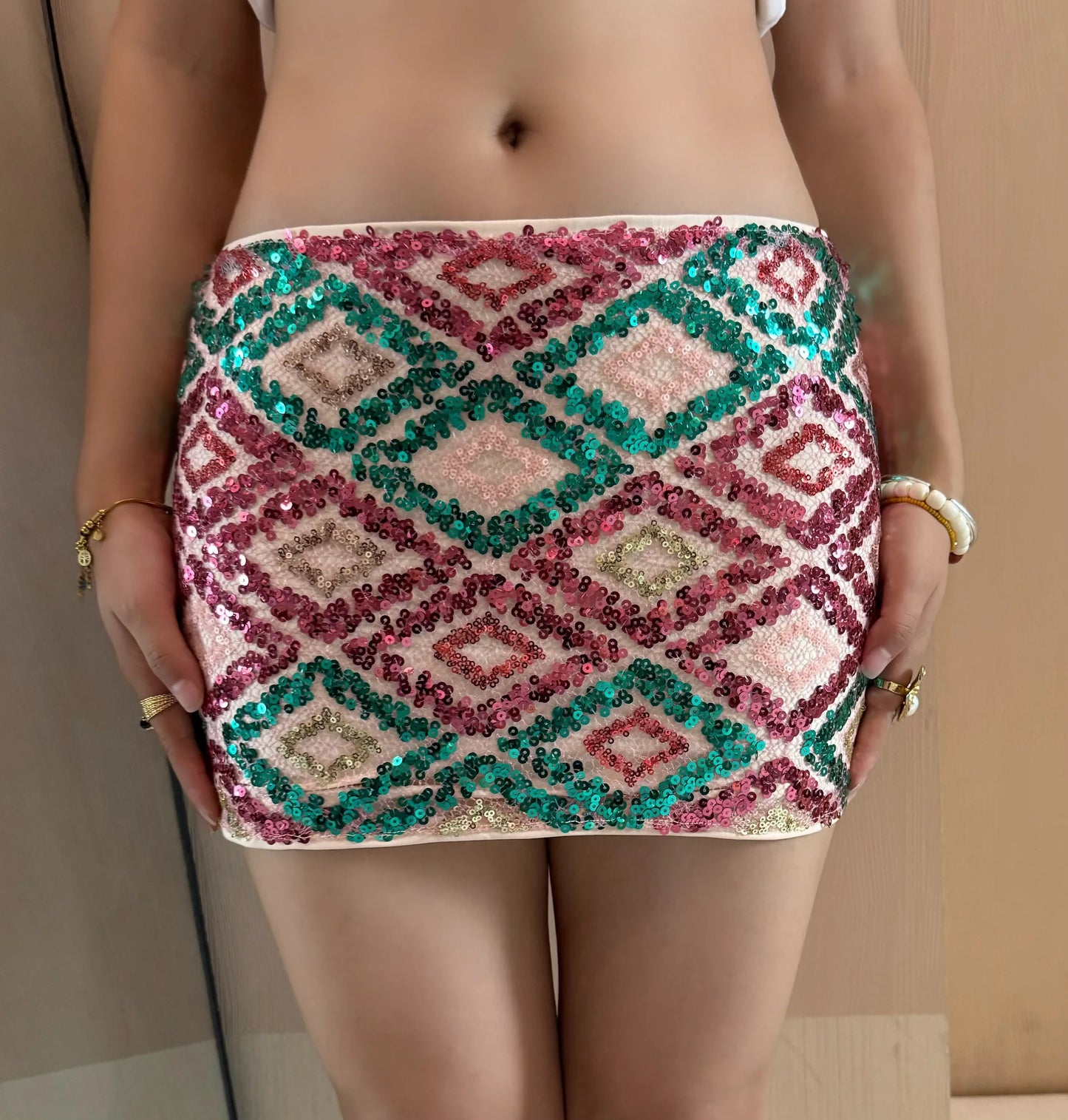 Y2K Sparkly Sequin Rave Pencil Skirt