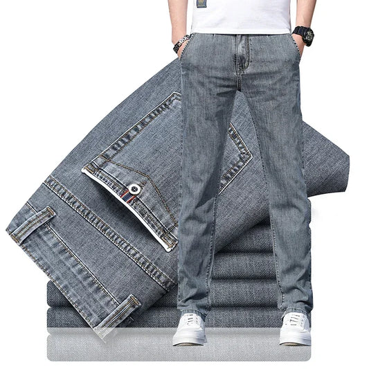 Men's Loose Stretch Gray Casual Jeans