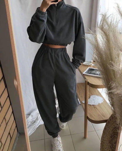 Hooded Set Plush Fleece Two Piece