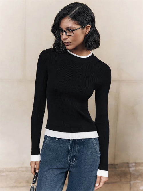 Women's Knit Ribbed Pullover Sweater