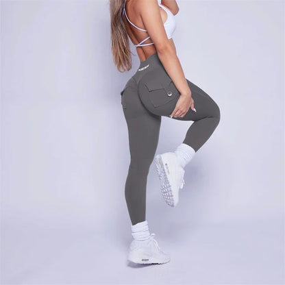 Bum Leggings High Waist Tights Peach Hips with Pockets